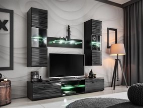 Zondo Mobilier living Bolivar 4 (Negru + folie lucioasă). 1054026