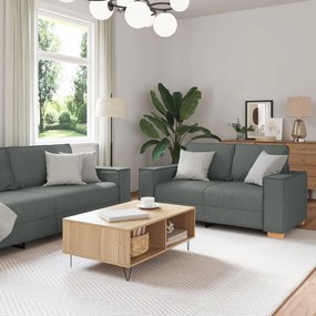 vidaXL Set canapea, 3 piese, perne gri închis, textil