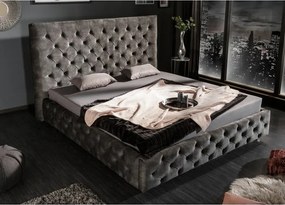 Pat elegant tapitat cu catifea gri, Paris 160x200cm