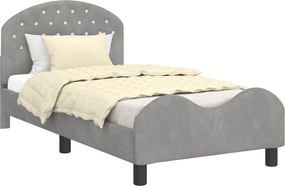 vidaXL Cadru de pat pentru copii cu spătar Gri deschis 80 x 160 cm