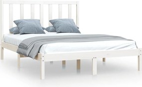 vidaXL Cadru pat, alb, 140x190 cm, lemn masiv de pin
