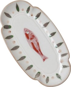 Platou oval din ceramică, roșu, 23×12 cm, "Marine"