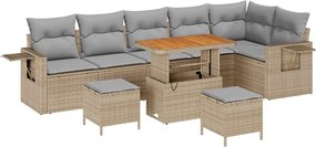vidaXL Set de canapele pentru grădină 9 pcs Bej poliratan