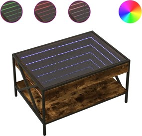 vidaXL Măsuță de cafea cu LED infinity, stejar fumuriu, 70x50x38 cm