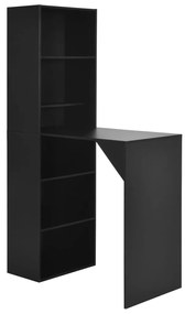 Masa de bar cu dulap, negru, 115 x 59 x 200 cm