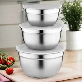 Florina Set de 3 boluri din oțel inoxidabil cucapace, argintiu