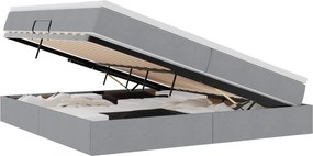 vidaXL Pat cu saltea și spațiu de depozitare Gri deschis 200 x 200 cm