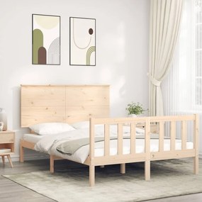 3193376 vidaXL Cadru de pat cu tăblie, dublu, lemn masiv