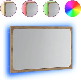 vidaXL Oglindă de baie cu lumină LED, stejar artizanal, 60x8,5x38 cm