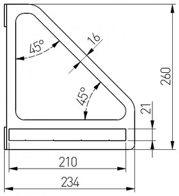 Suport polita model INGRID, 260x230 mm, finisaj negru mat