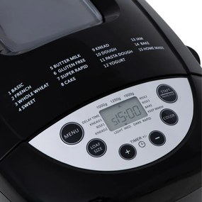 Masina de facut paine Mesko MS 6022, 1/1.5 kg, 850 W, 15 programe, Afisaj LCD, Agitator dublu, Cos mobil, Negru