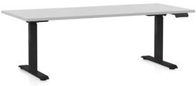 Masa inaltime reglabila OfficeTech D, 180 x 80 cm, bază neagră, gri deschis