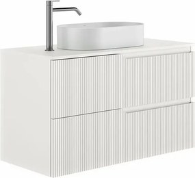 Set dulap baza suspendat Gala Canaletto 2 sertare 80 cm cu blat finisaj alb mat
