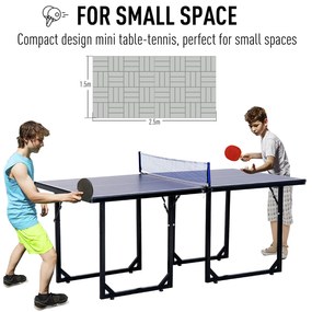 Masa de Ping Pong Pliabila, Multifuncitonala, cu Plasa din Otel si MDF, 182x91x76cm - Albastru HOMCOM | Aosom RO