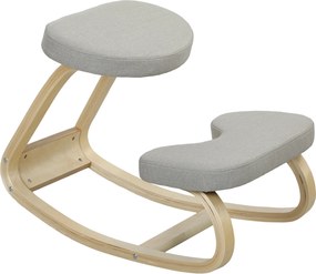 HOMCOM Scaun pentru genunchi cu balansare, din țesătură cu aspect de in și lemn, Gri | Aosom Romania