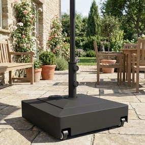 Outsunny Bază Umbrelă cu Roți și Frâne, cu Apă 40kg/Nisip 61kg, pentru Stâlpi de Ø35/38/48mm, Negru | Aosom Romania