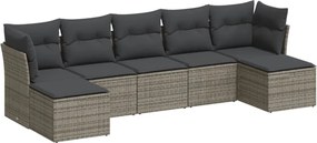 vidaXL Set canapele de grădină, 7 piese, cu perne, gri, poliratan