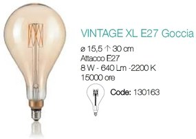 Bec de dimensiuni mari, cu filament LED VINTAGE XL E27 8W GOCCIA 130163