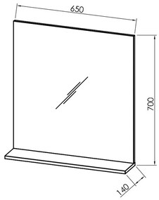 Oglinda cu etajera Kolpasan, Evelin, 65 x 70 cm, gri