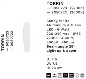 Aplica exterior cu iluminat sus si jos LED 3000K IP65 TORRIN alb