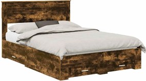vidaXL Cadru de pat Stejar fumuriu 140 x 200 cm Lemn compozit