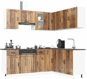 vidaXL Set de dulapuri de bucătărie 11 piese „Lucca” Lemn vechi lemn
