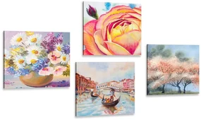 Set tablouri Veneția romantică cu flori