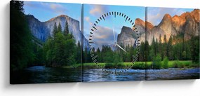 Tablou cu peisaj montan sălbatic (cu ceas) (90x30 cm)