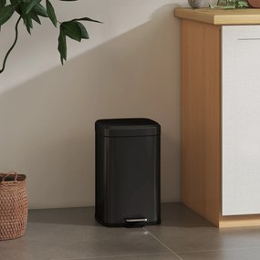 HOMCOM Coș de gunoi dreptunghiular cu pedală 20 L din metal, cu capac, găleată detașabilă, antiamprentă, negru | Aosom Romania