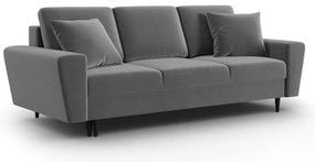 Canapea gri deschis extensibilă, cu spațiu de depozitare cu tapițerie din catifea 235 cm Kyoto – Cosmopolitan Design