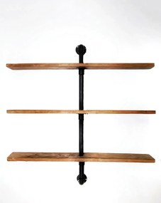 Raft cu 3 polite stil industrial din lemn-metal Homs 75 X 75 X 12 cm