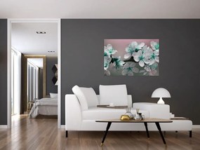 Tablou cu floare - turcoaz (90x60 cm)
