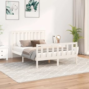 3188202 vidaXL Cadru de pat cu tăblie, alb, 120x200 cm, lemn masiv de pin