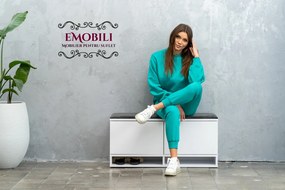 BAA503 - Banca 100x37x50 cm, Pantofar pentru Hol, pantofi, depozitare - Alb