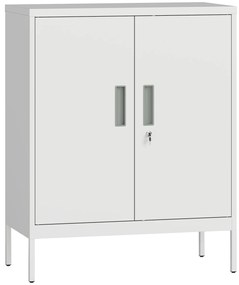 HOMCOM Dulap de Birou din Oțel cu 2 Rafturi Reglabile cu Sistem de Încuiere și 2 Chei, 80x40x100 cm, Alb | Aosom Romania
