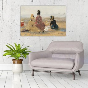 Tablou - Eugène Boudin, On the Beach, Trouville, reproducere (90x60 cm)