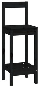 Set mobilier de bar, 5 piese, negru, lemn masiv de pin