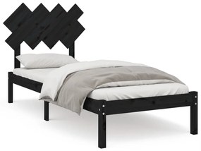 3104837 vidaXL Cadru de pat Single, negru, 90x190 cm, lemn masiv