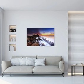 Tablou cu munți în ceață (90x60 cm)
