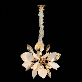 Lustra cu Frunze Ceramice, Diam 500cm, Finisaj Gold - Bussy Lighting 7238-9P