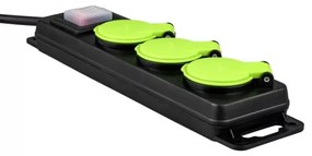 Prelungitor cu 3 prize și întrerupător, 5 m, IP44