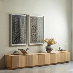 Comodă TV în culoare naturală din lemn de stejar 200x52x45 cm Zuma – WOOOD