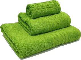 Set 3 prosoape de baie 70x130 cm, 50x90 cm, 30x50 cm, bumbac, verde lime