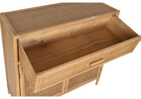 Bufet natur din lemn masiv si rattan, Cajon
