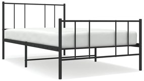 352493 vidaXL Cadru pat metalic cu tăblii de cap/picioare, negru, 100x200 cm