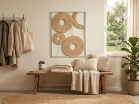 Decoratiune de perete CIRCLES metalica 48x68 cm, alb / bej