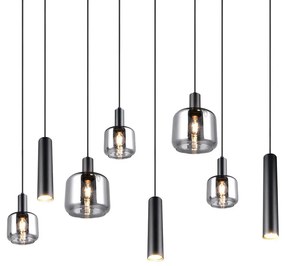 Lustră neagră cu abajur din metal/cu abajur din sticlă Mataro – Trio