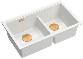 Chiuveta compozit incastrata Quadron Logan 120 alb - cupru 76x45 cm