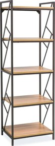 Etajera TABLO R5, stejar/maro inchis, PAL laminat/metal, 60x40x180 cm