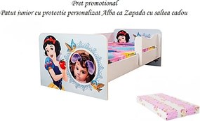 Pat junior Alba ca Zapada personalizat cu saltea cadou